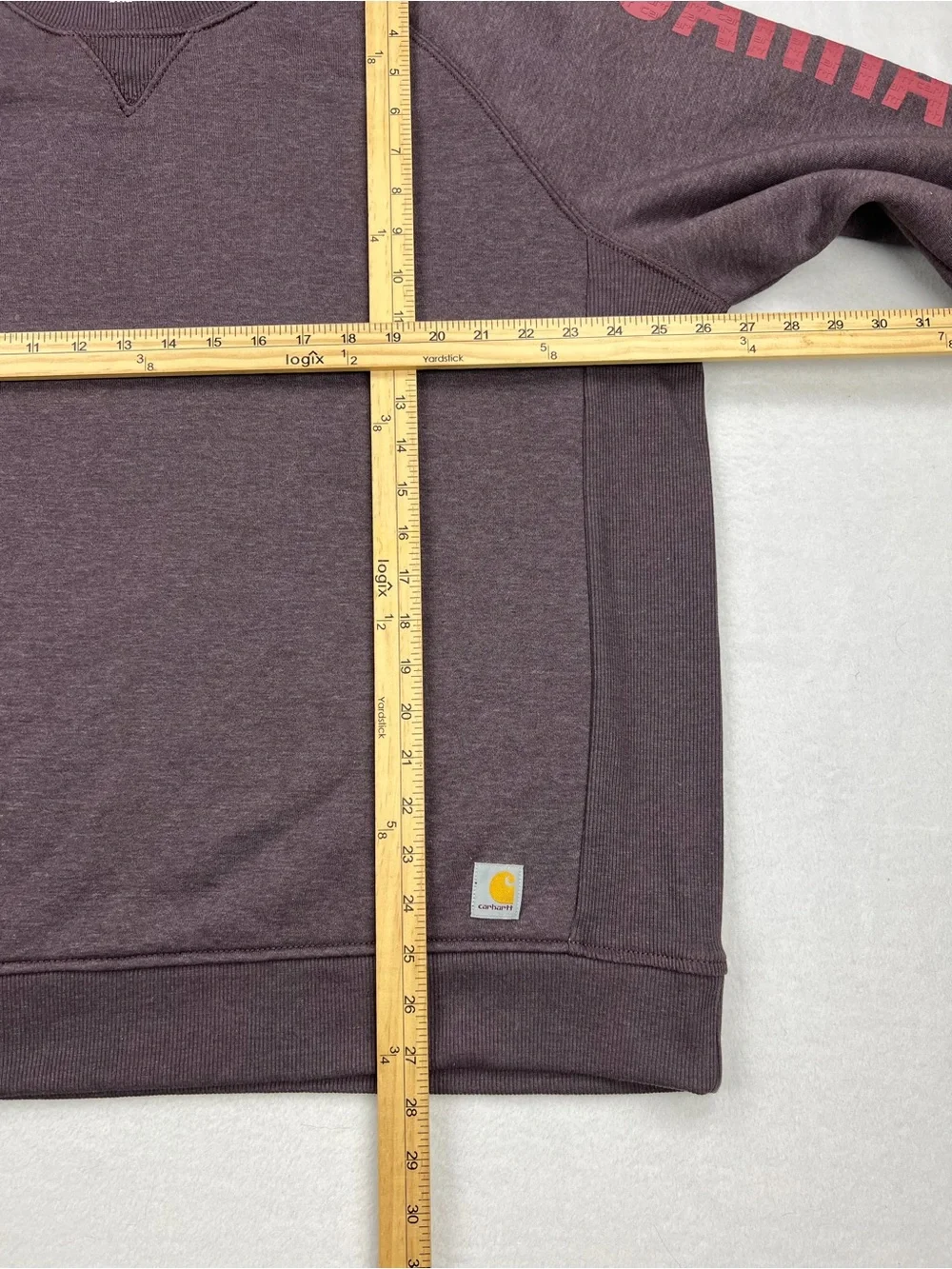 Carhartt Wmns Relaxed Fit Crewneck Black Logo Sweatshirt Heather Purple Sz XXL
